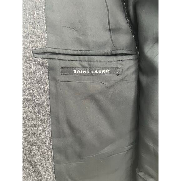 Vintage Saint Laurie Wool Suit Gray White Pinstripes Size 36 JP - Picture 6 of 15